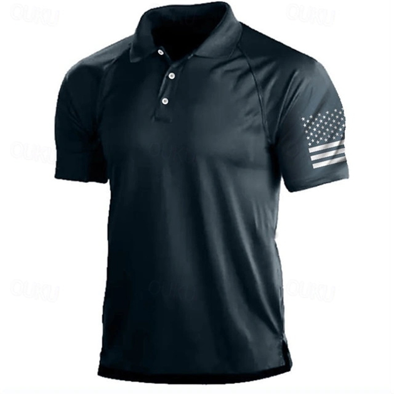 Golf Equipment Cheap - 3D Print USA Flag Pattern Polo